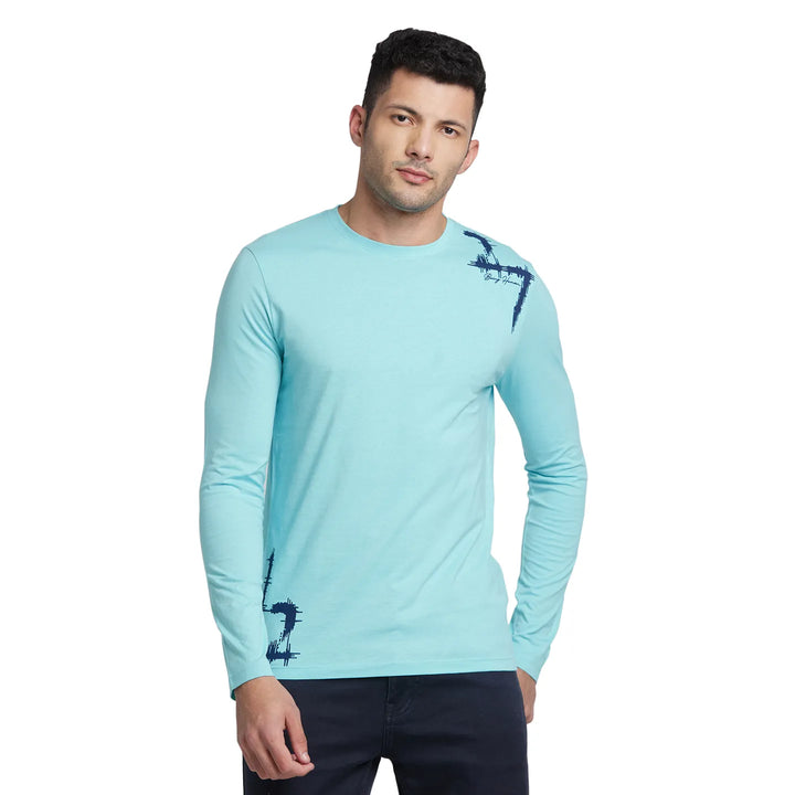 Blue Regular Fit Men's Long Sleeves T-Shirt by Being Human Clothing