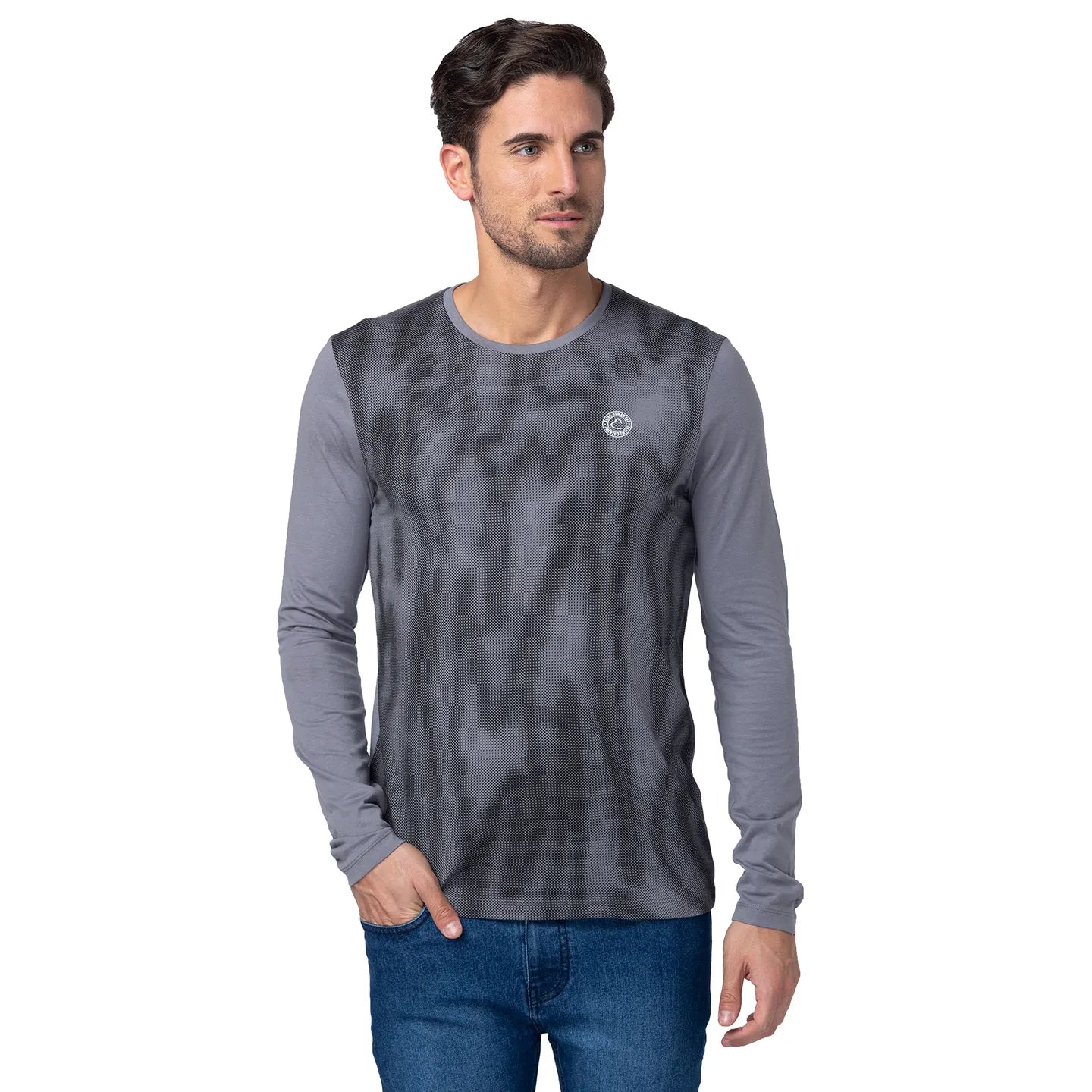 Grey Regular Fit Men's Long Sleeves T-Shirt by Being Human Clothing