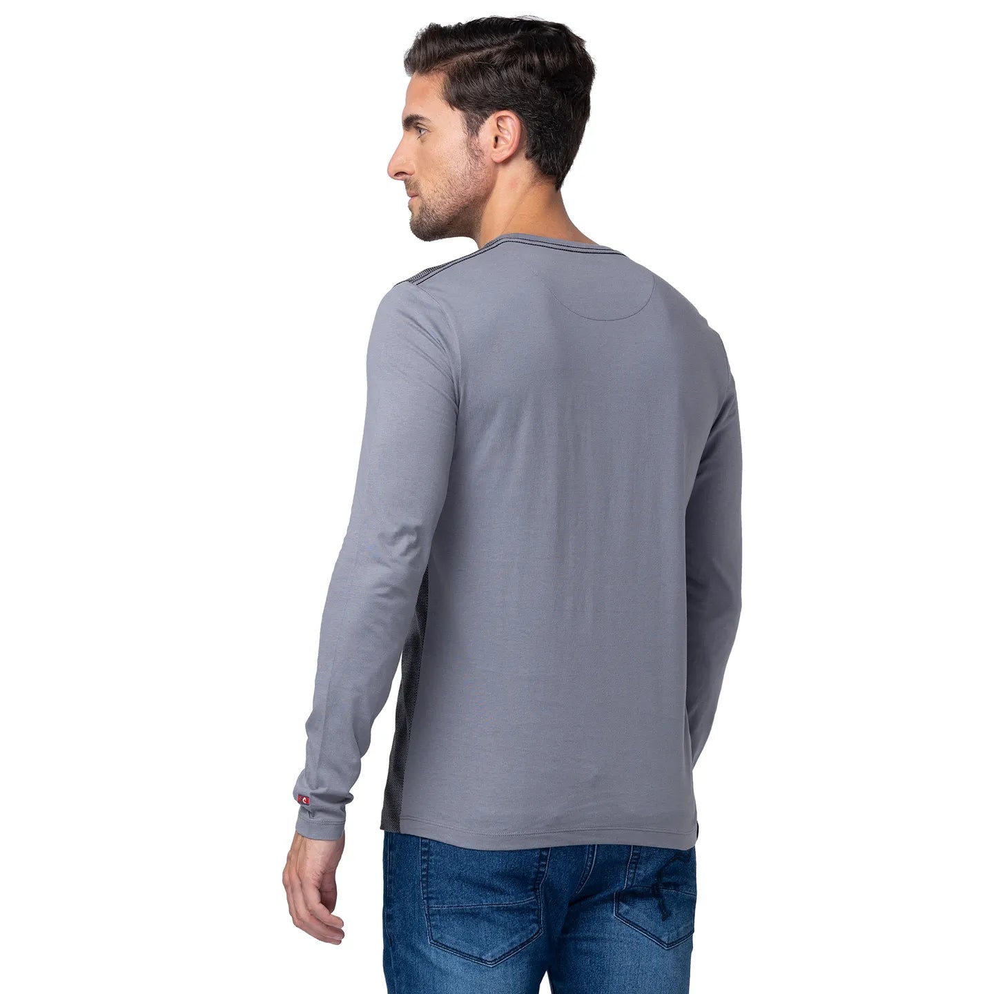 Grey Regular Fit Men's Long Sleeves T-Shirt by Being Human Clothing