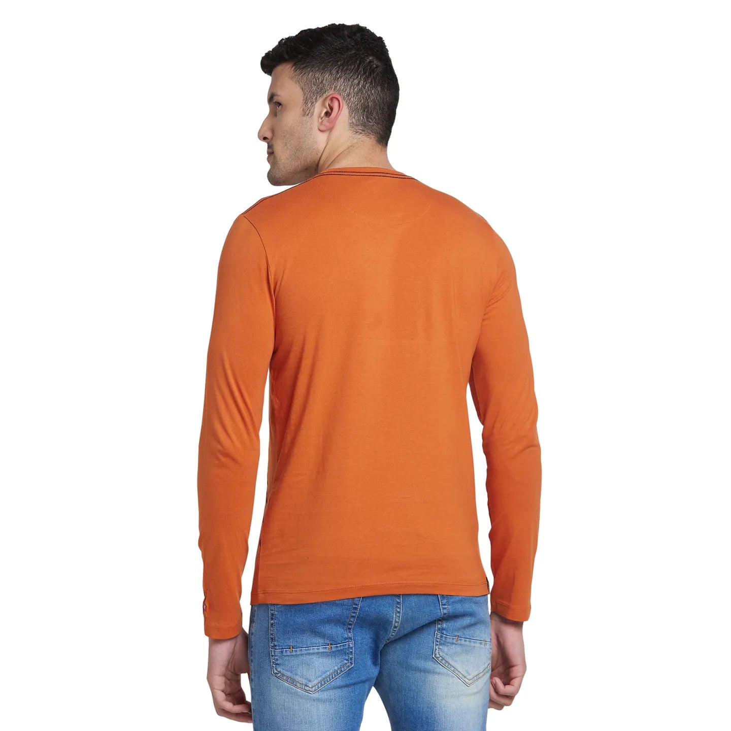 Orange Regular Fit Men's Long Sleeves T-Shirt by Being Human Clothing
