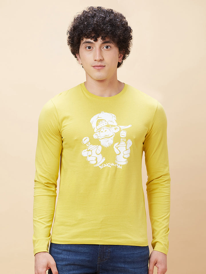 Yellow Regular Fit Men's Long Sleeves T-shirt