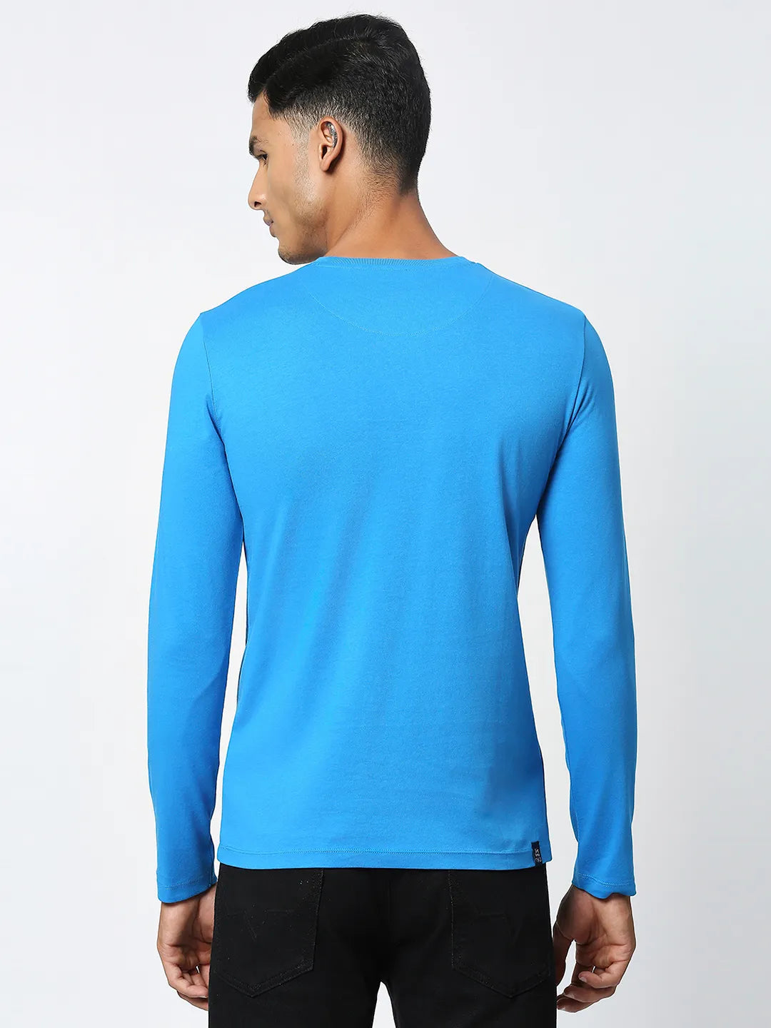 Blue Regular Fit Men's Long Sleeves T-Shirt by Being Human Clothing
