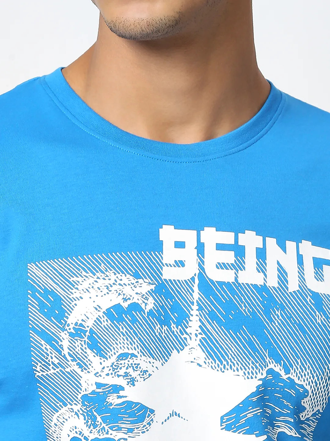 Blue Regular Fit Men's Long Sleeves T-Shirt by Being Human Clothing