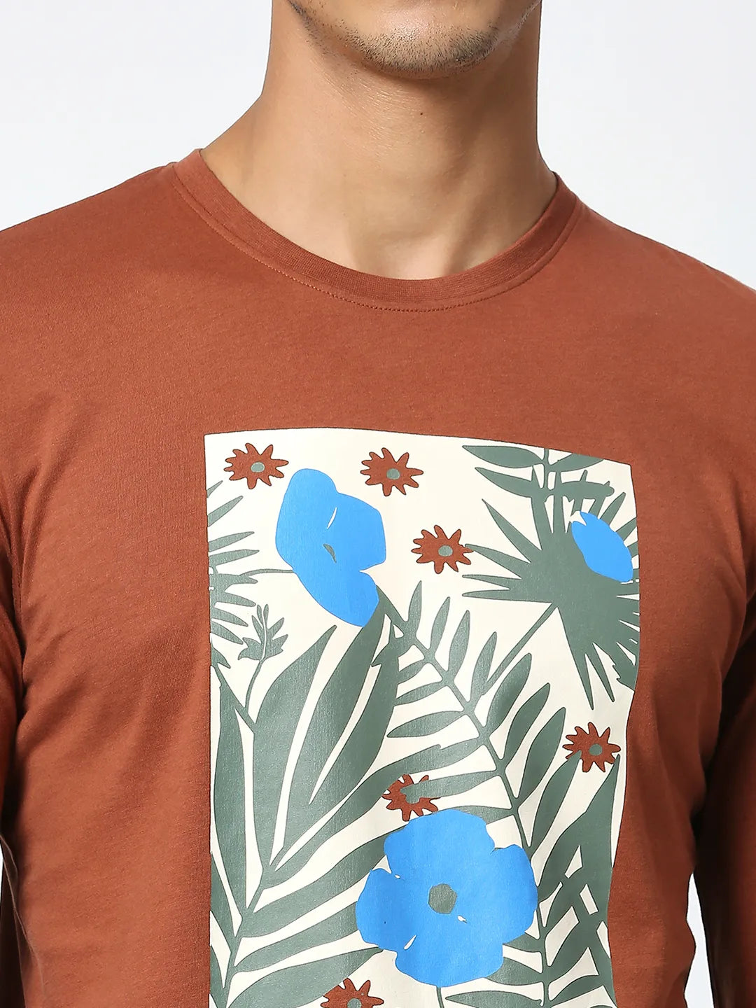 Brown Regular Fit Men's Long Sleeves T-Shirt by Being Human Clothing