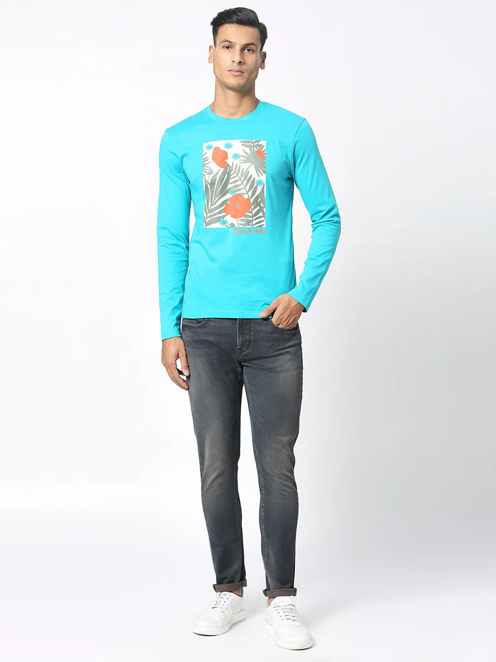Green Regular Fit Men's Long Sleeves T-Shirt by Being Human Clothing