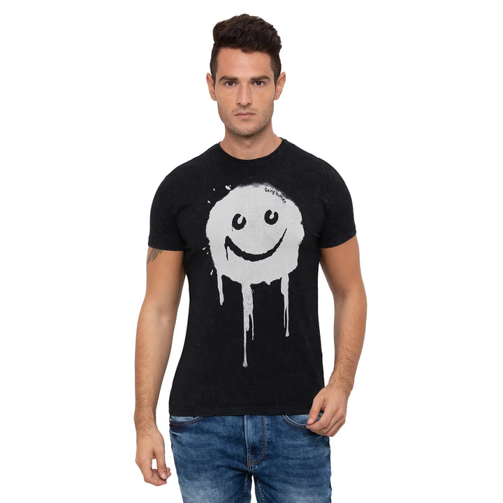 Black Regular Fit Men's Short Sleeves T-Shirt by Being Human Clothing