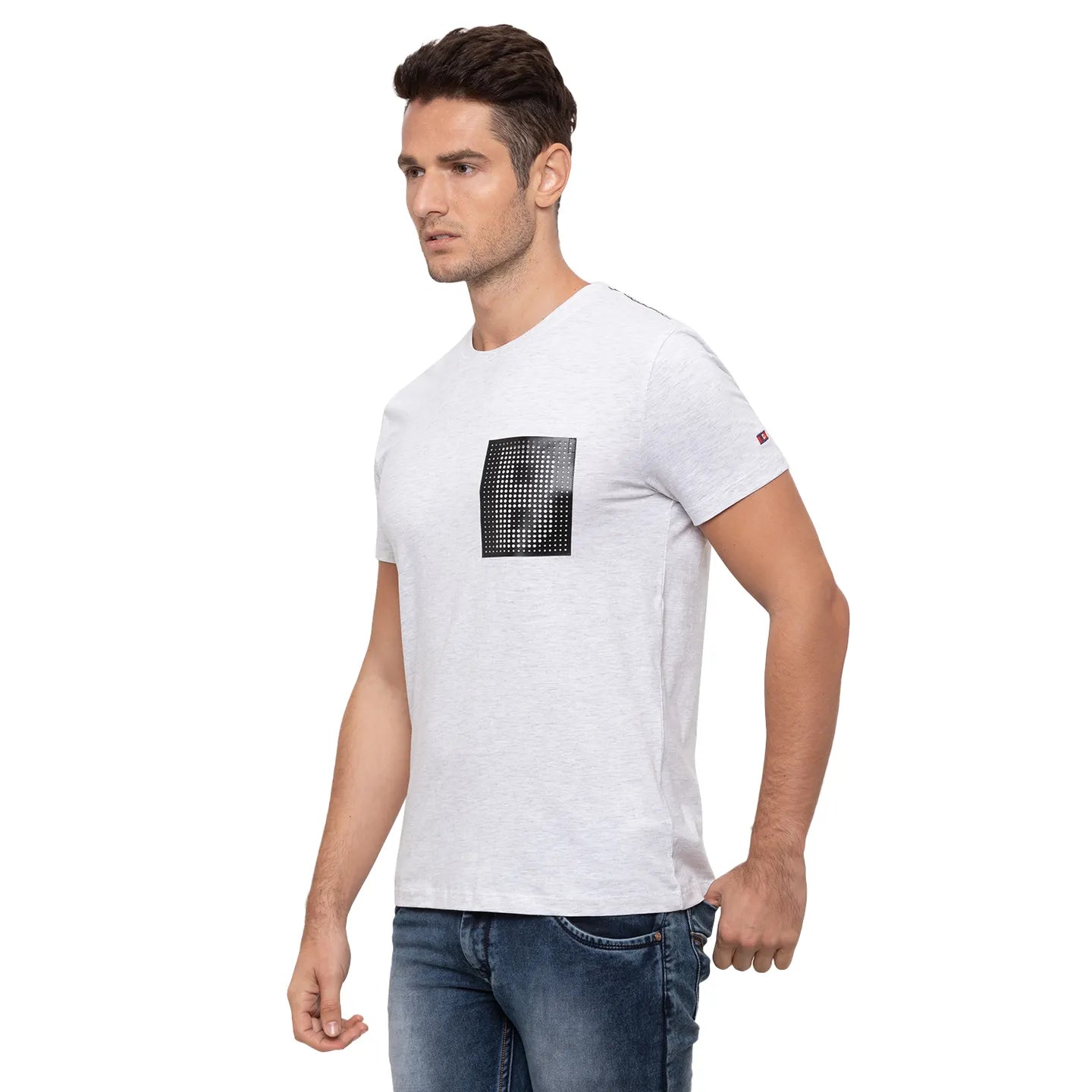 Grey  Regular Fit Round Neck Men's T-Shirt by Being Human Clothing