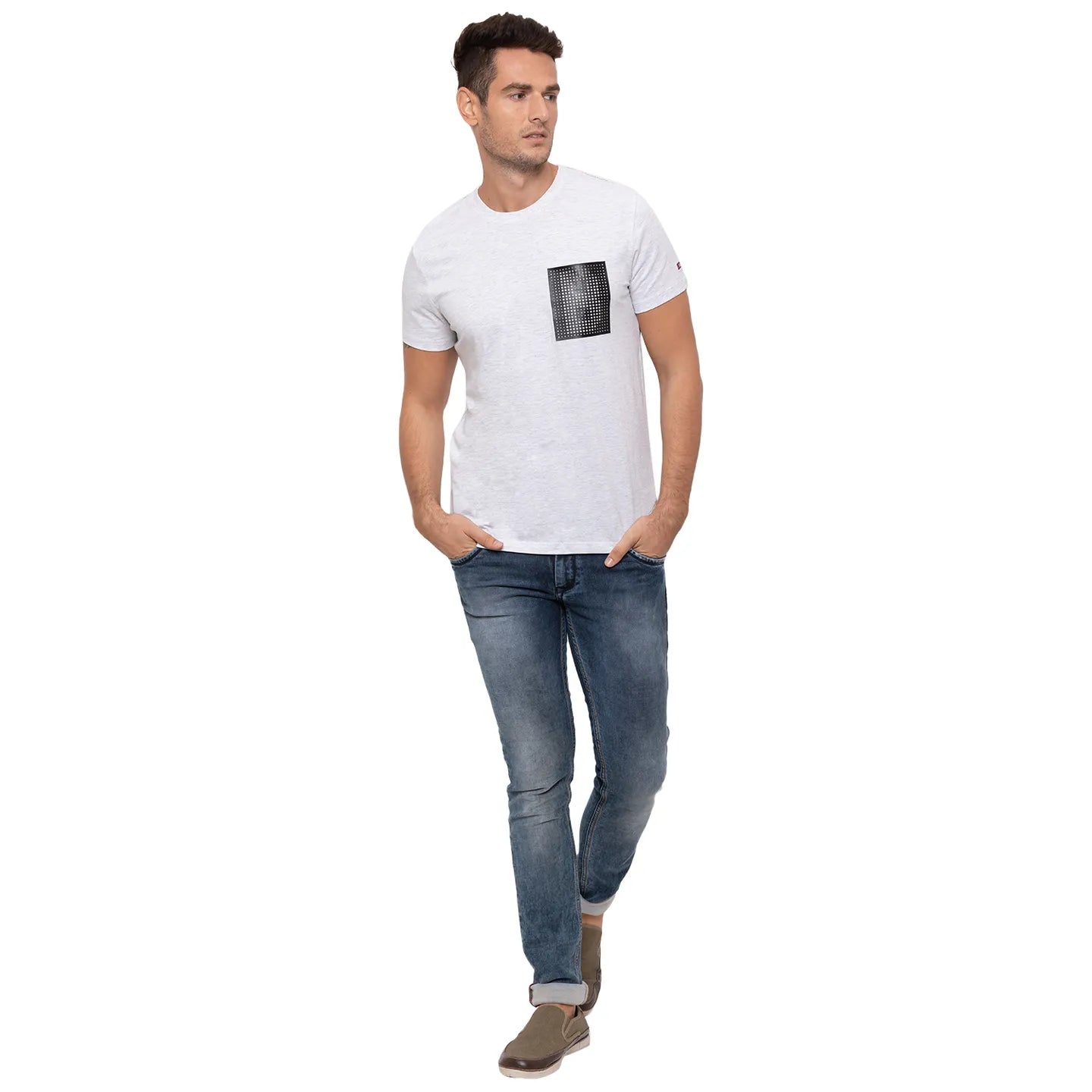 Grey  Regular Fit Round Neck Men's T-Shirt by Being Human Clothing