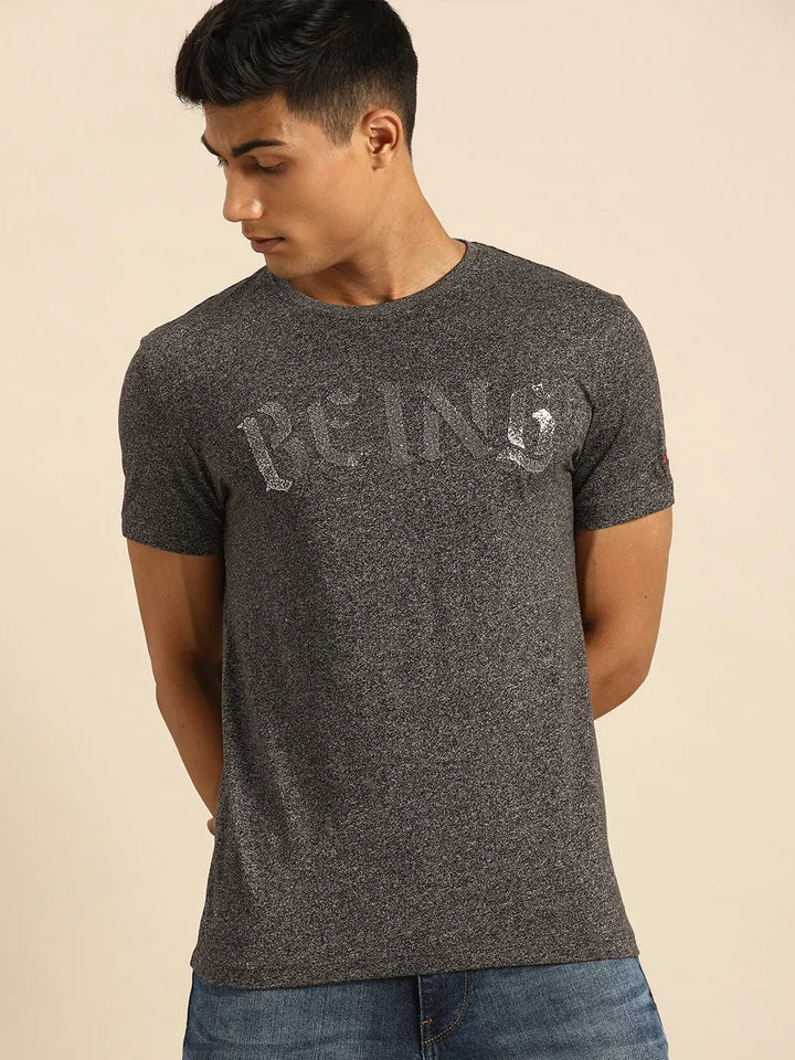 Black Regular Fit Men's Short Sleeves T-Shirt by Being Human Clothing