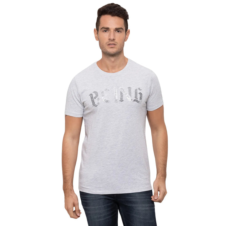 Grey Regular Fit Men's T-Shirt by Being Human Clothing