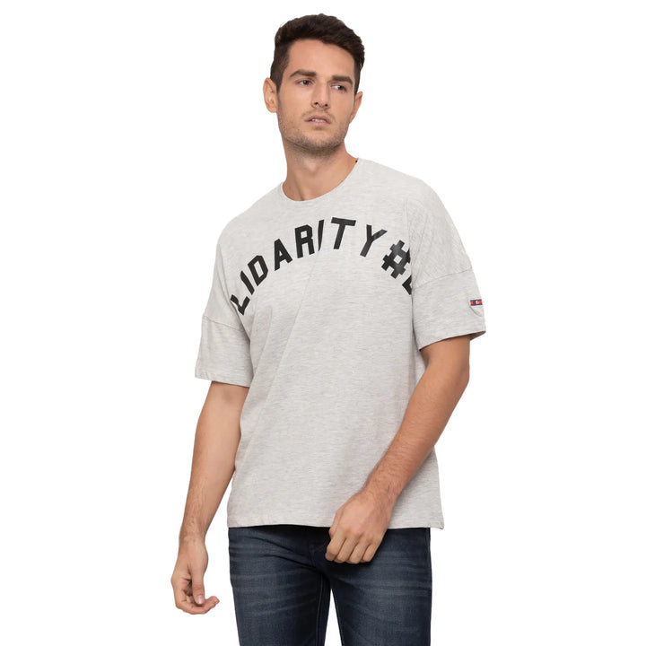 Grey  Regular Fit Round Neck Men's T-Shirt by Being Human Clothing