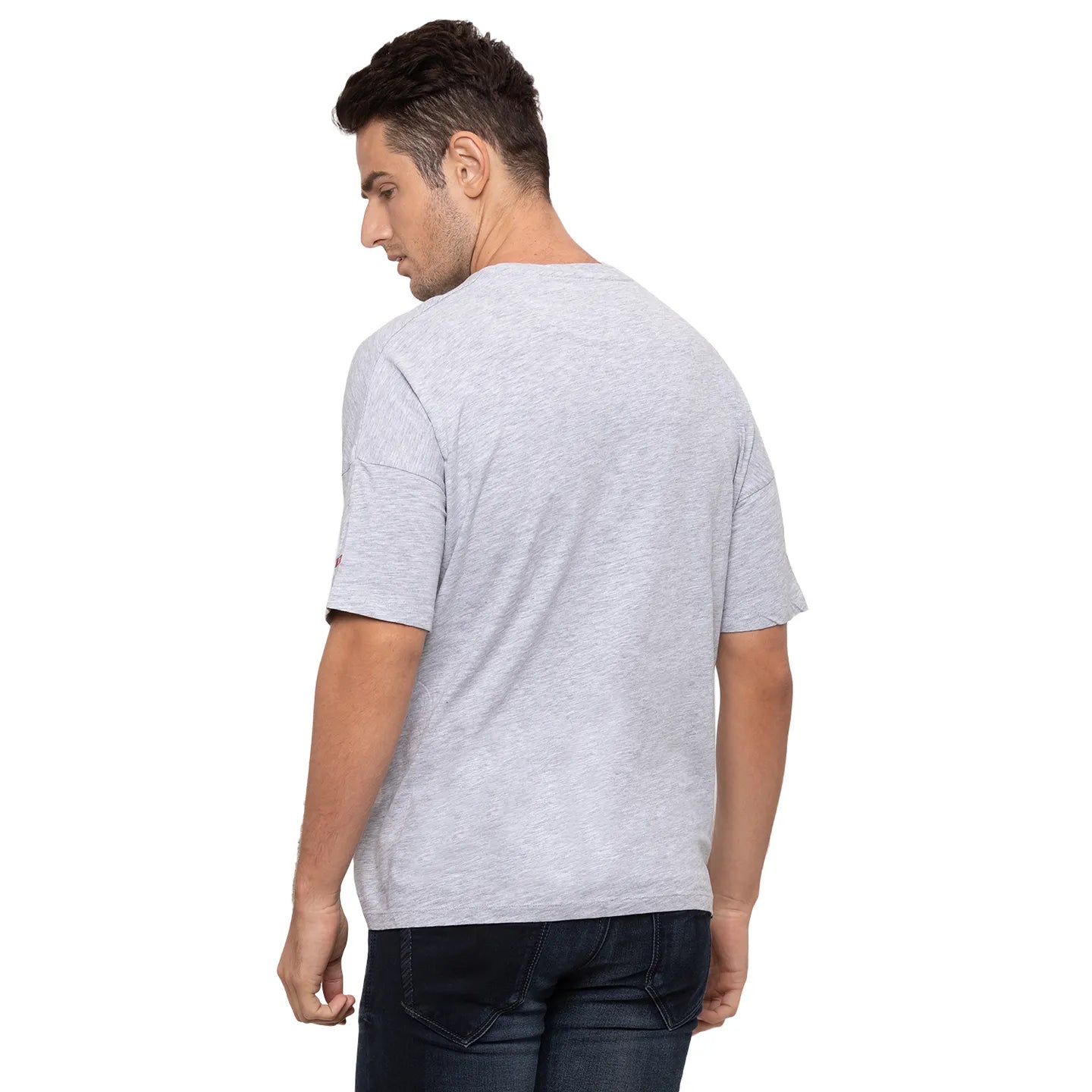 Light Grey Over Sized Fit Round Neck Men's T-Shirt by Being Human Clothing