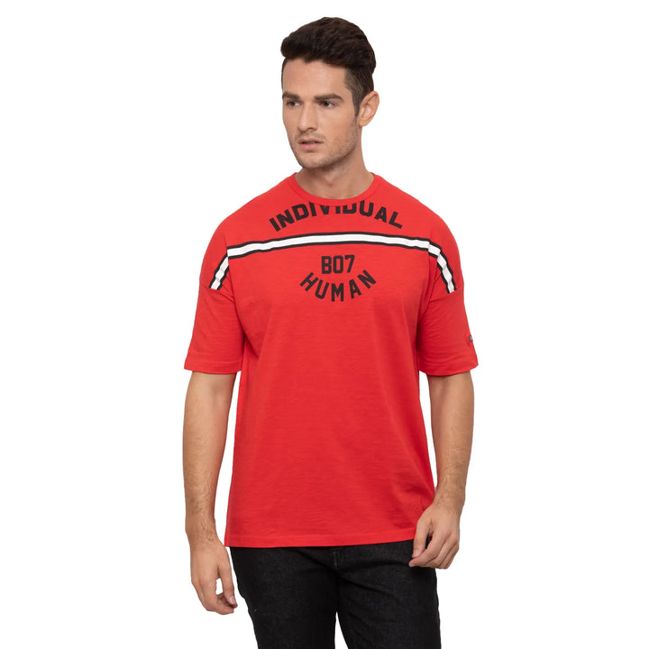 Red Oversized Fit Men's T-Shirt by Being Human Clothing