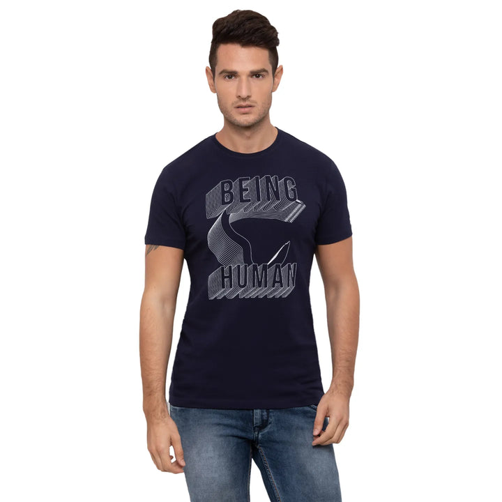 Dark Navy Regular Fit Men's Short Sleeves T-Shirt by Being Human Clothing
