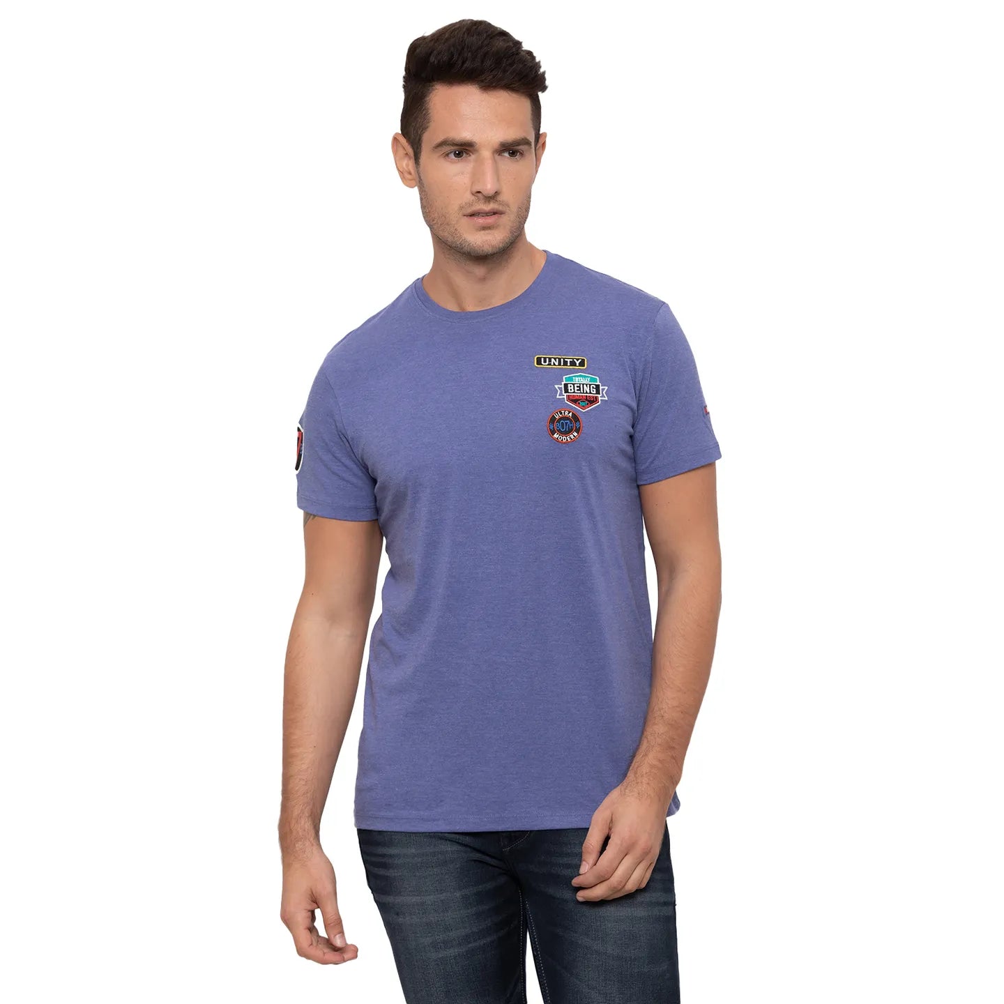 Blue Regular Fit Men's Short Sleeves T-Shirt by Being Human Clothing