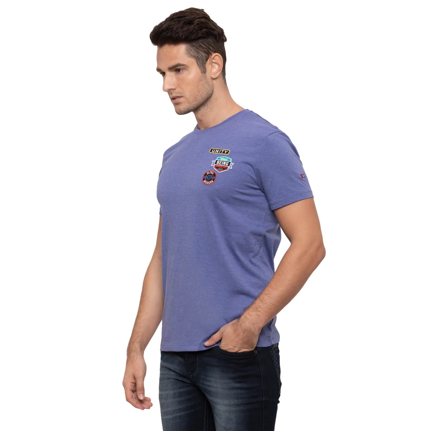 Blue Regular Fit Men's Short Sleeves T-Shirt by Being Human Clothing