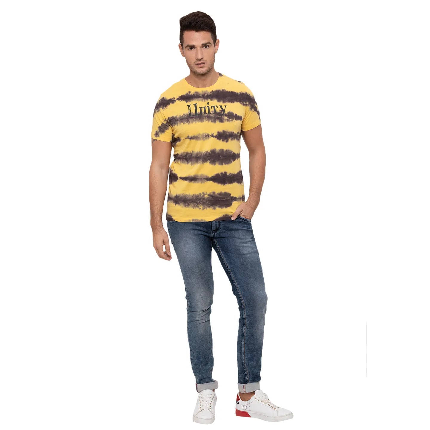 Yellow Regular Fit Round Neck Men's T-Shirt by Being Human Clothing