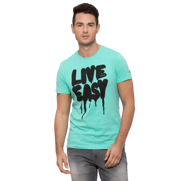 Green Regular Fit Men's Short Sleeves T-Shirt by Being Human Clothing