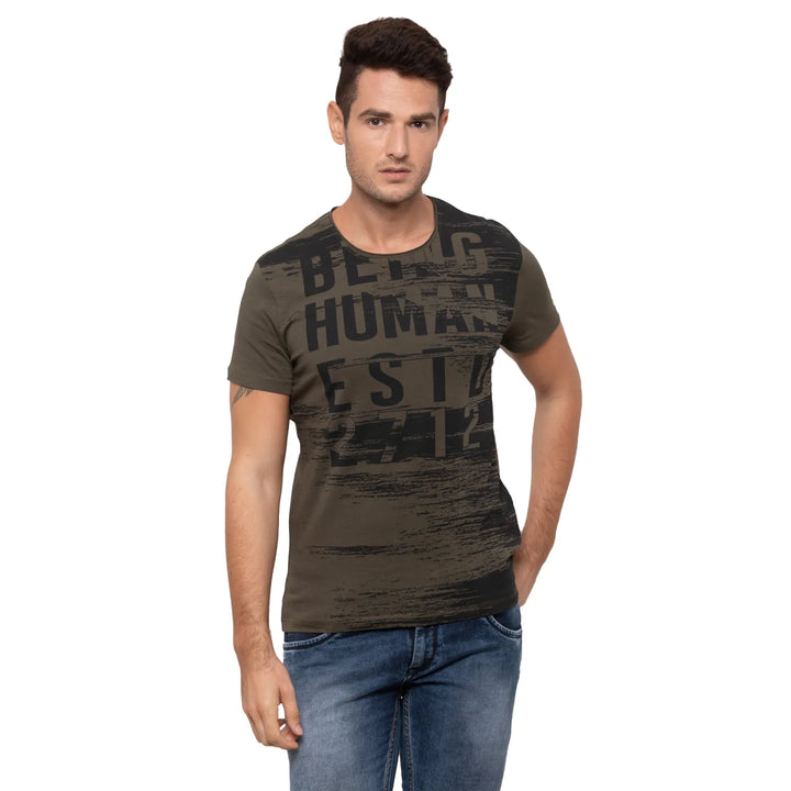 Green Regular Fit Men's T-Shirt by Being Human Clothing