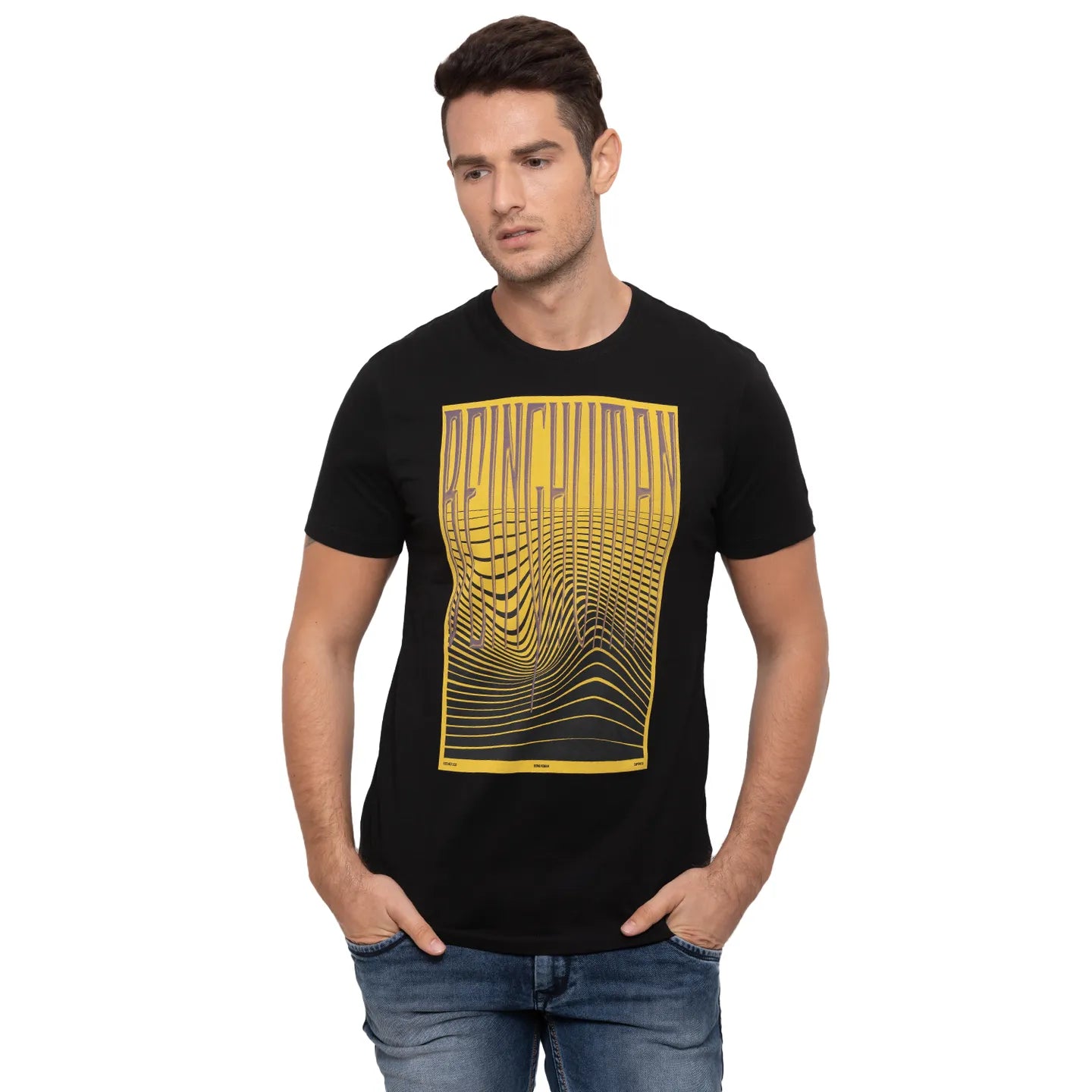 Black Regular Fit Men's Short Sleeves T-Shirt by Being Human Clothing