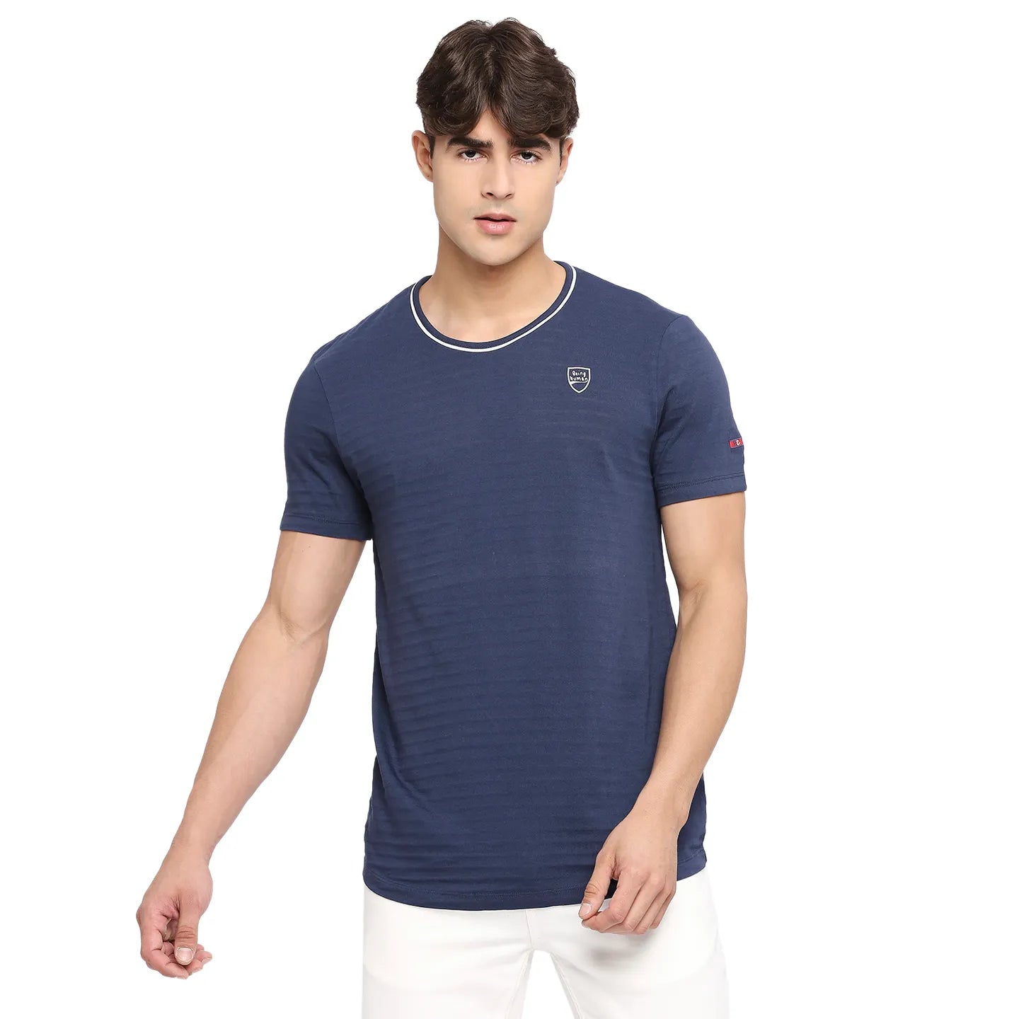 Mood Navy Regular Fit Round Neck Men's T-Shirt by Being Human Clothing