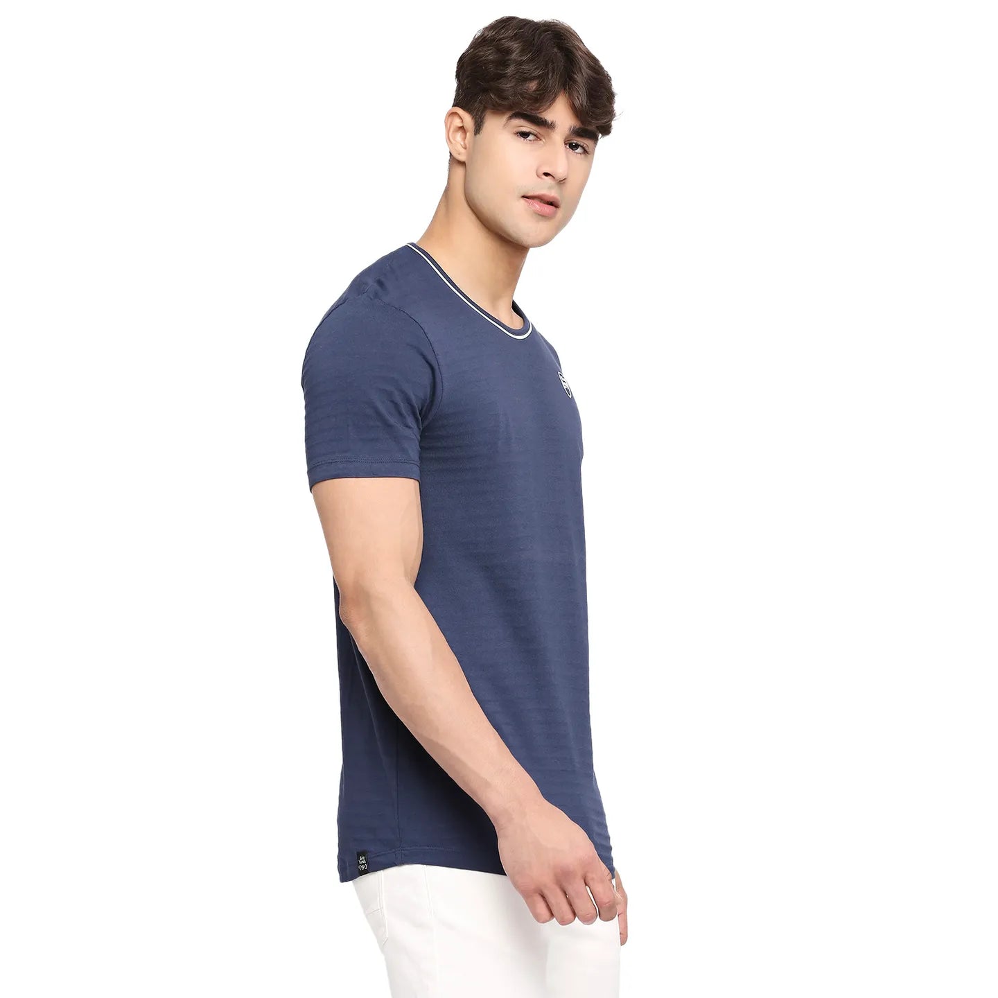 Mood Navy Regular Fit Round Neck Men's T-Shirt by Being Human Clothing