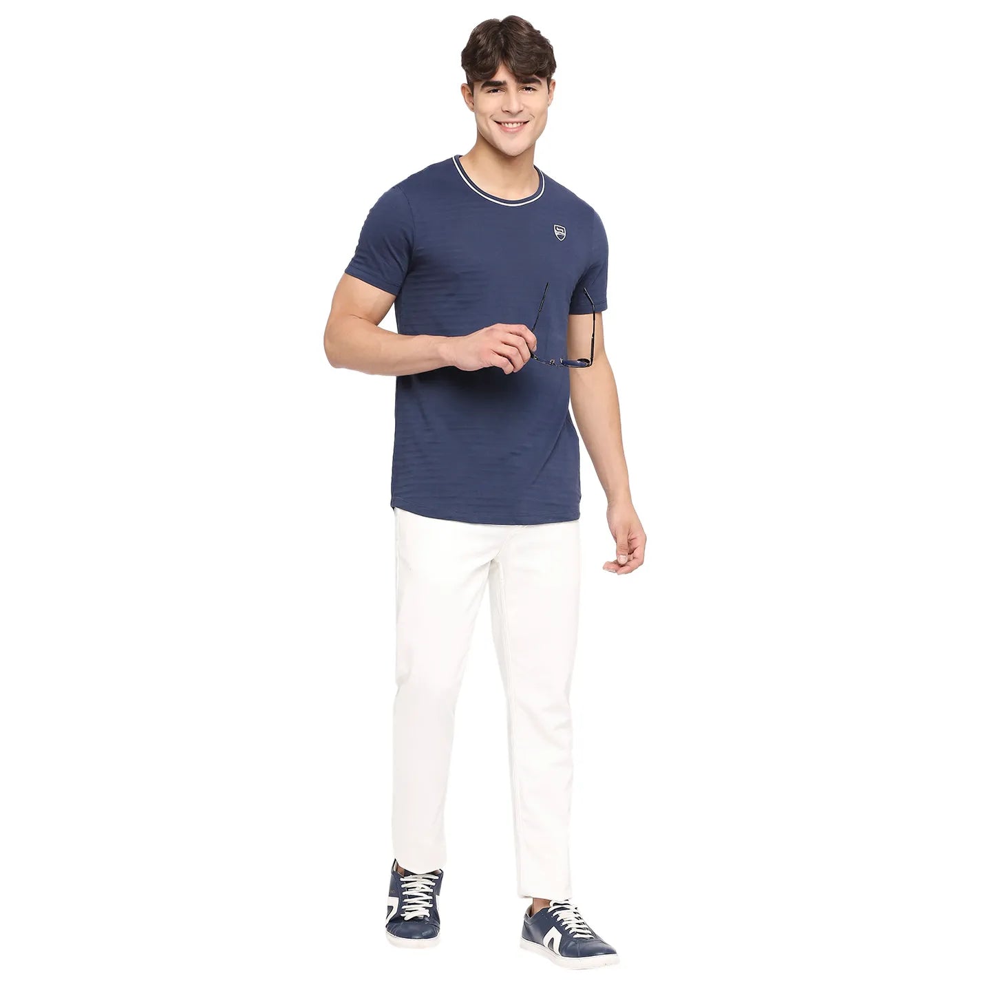 Mood Navy Regular Fit Round Neck Men's T-Shirt by Being Human Clothing