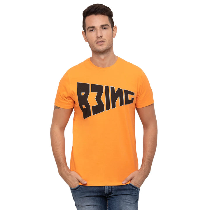 Orange Regular Fit Men's T-Shirt by Being Human Clothing