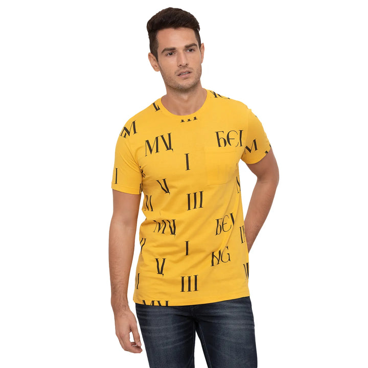 Yellow Regular Fit Round Neck Men's T-Shirt by Being Human Clothing