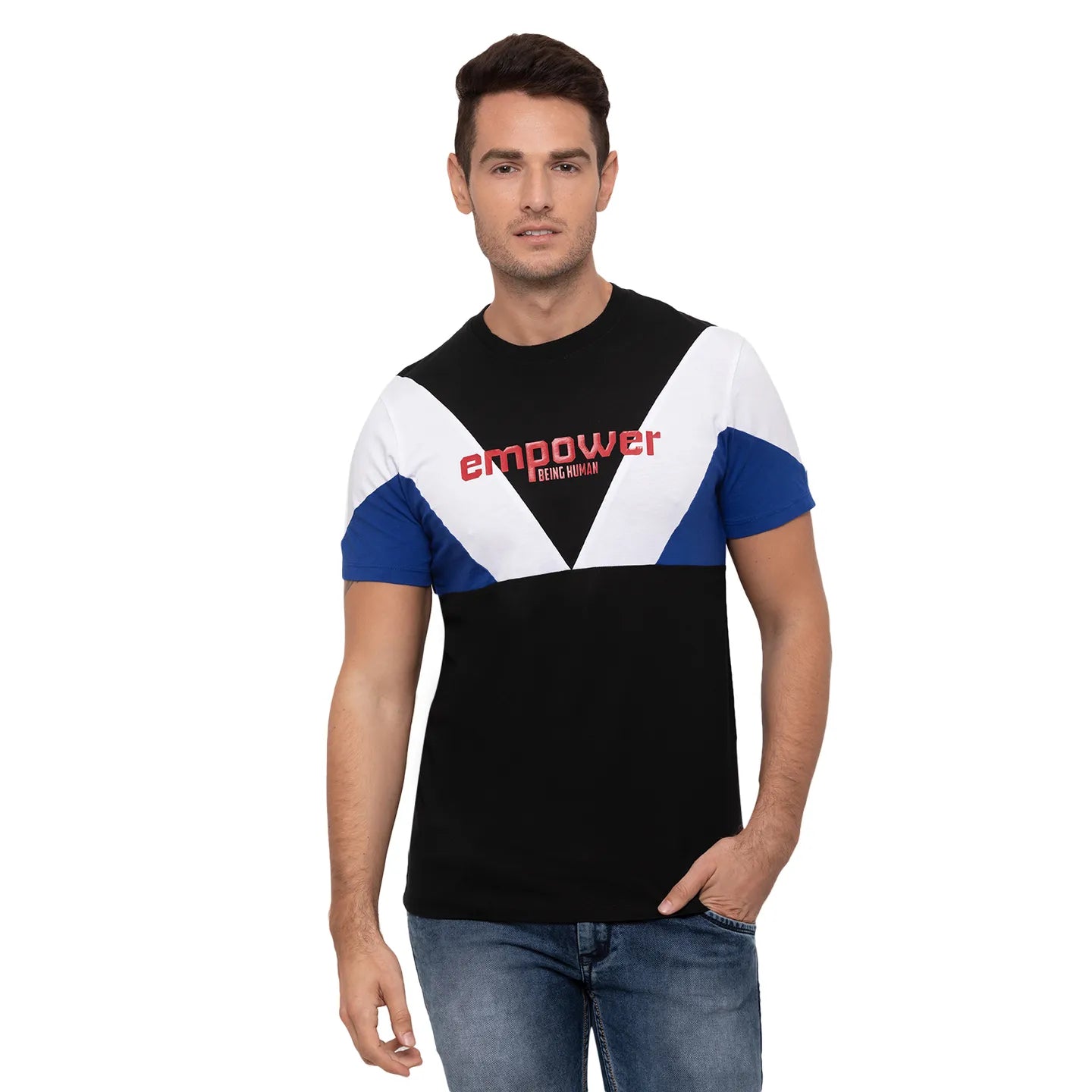 Black Boxy Over Sized Fit Round Neck Men's T-Shirt by Being Human Clothing