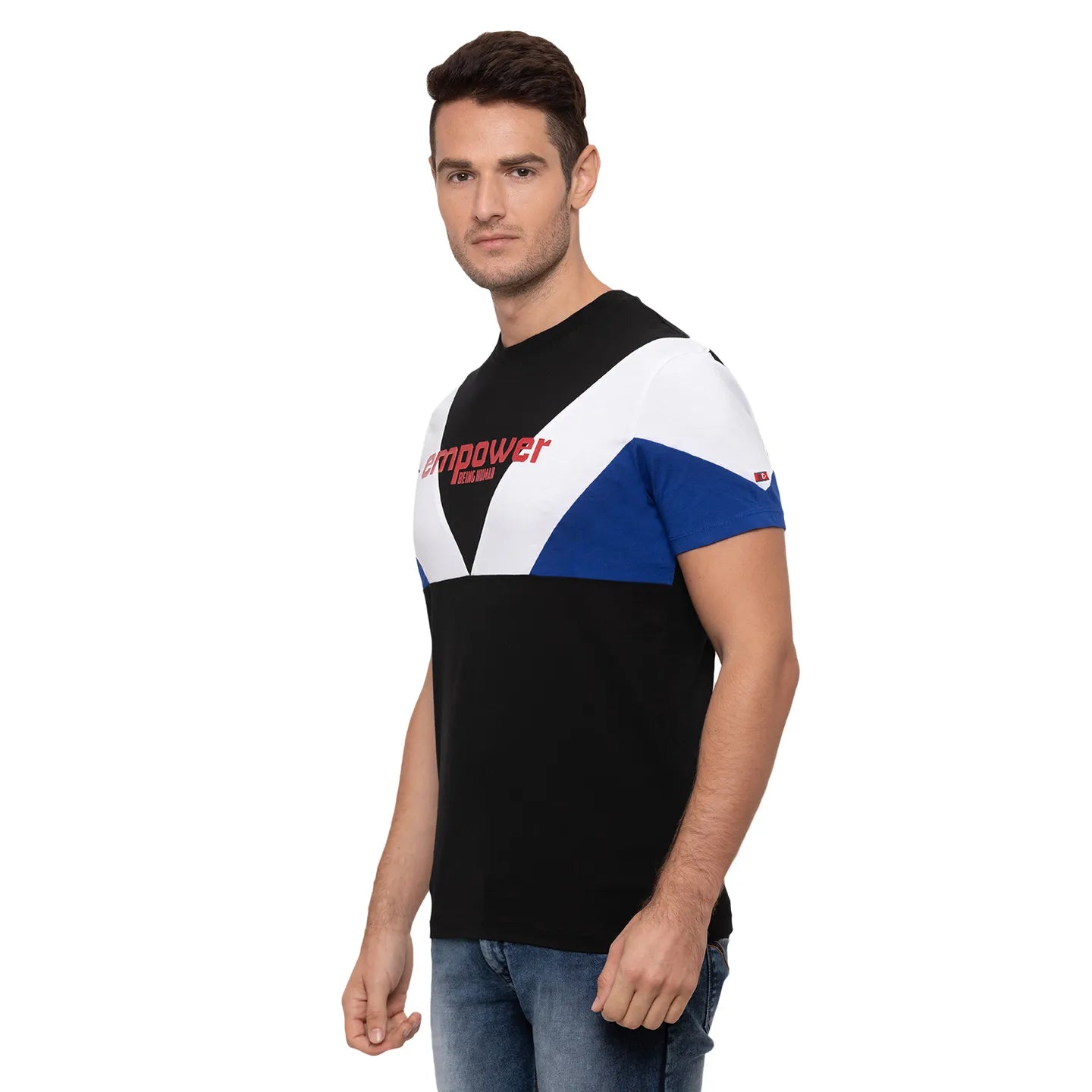 Black Boxy Over Sized Fit Round Neck Men's T-Shirt by Being Human Clothing