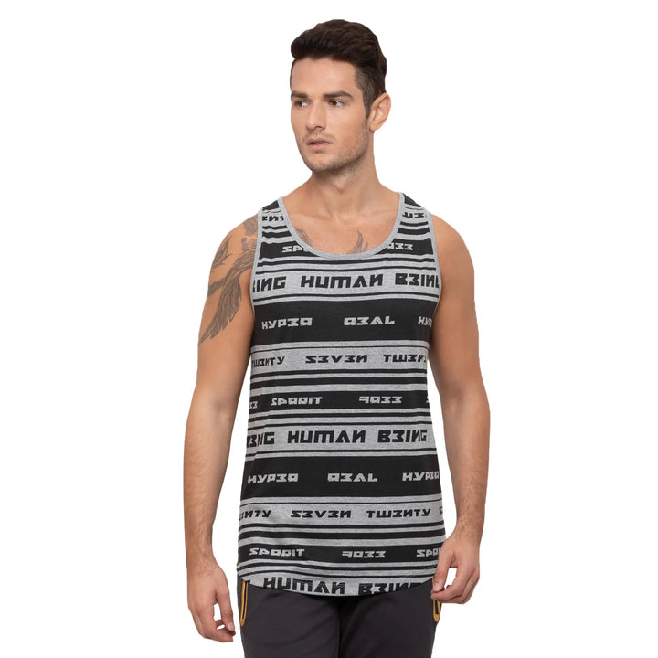 Grey Regular Fit Men's Sleeveless T-Shirt by Being Human Clothing