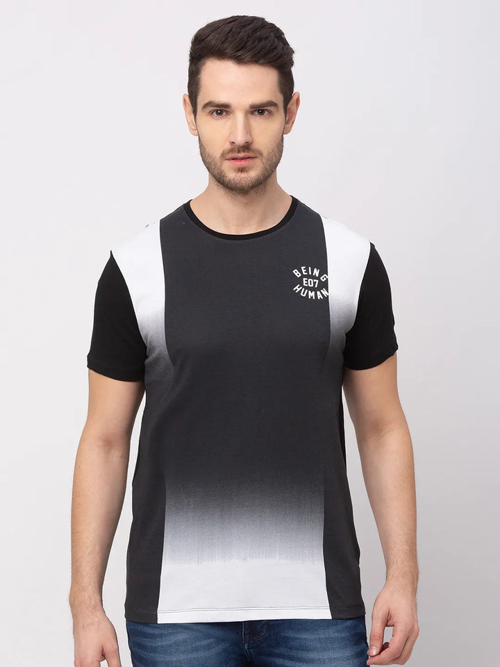 Black Regular Fit Men's Short Sleeves T-Shirt by Being Human Clothing