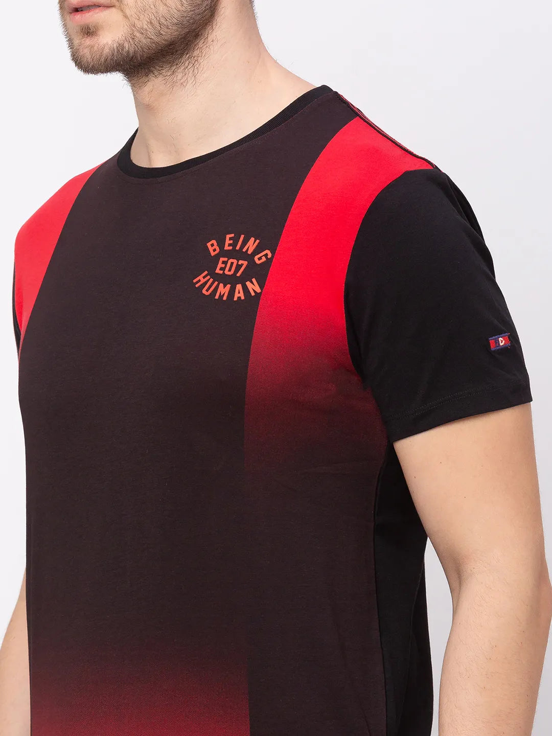 Vivid Orange Regular Fit Round Neck Men's T-Shirt by Being Human Clothing