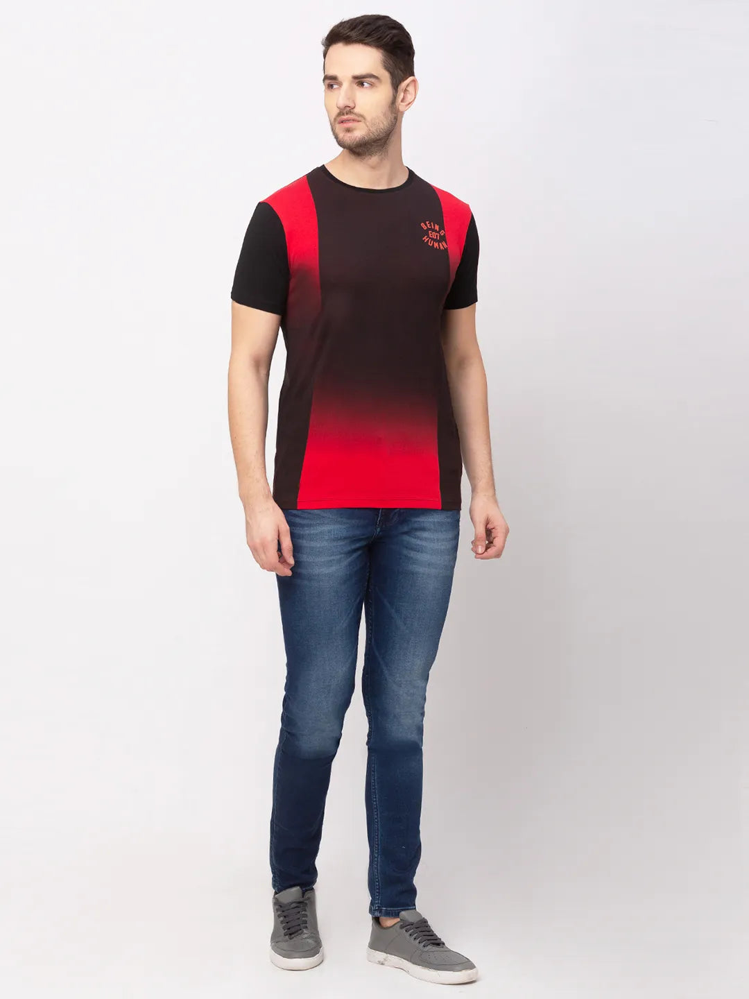 Vivid Orange Regular Fit Round Neck Men's T-Shirt by Being Human Clothing