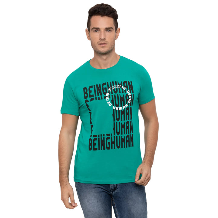 Deep Green Regular Fit Round Neck Men's T-Shirt by Being Human Clothing