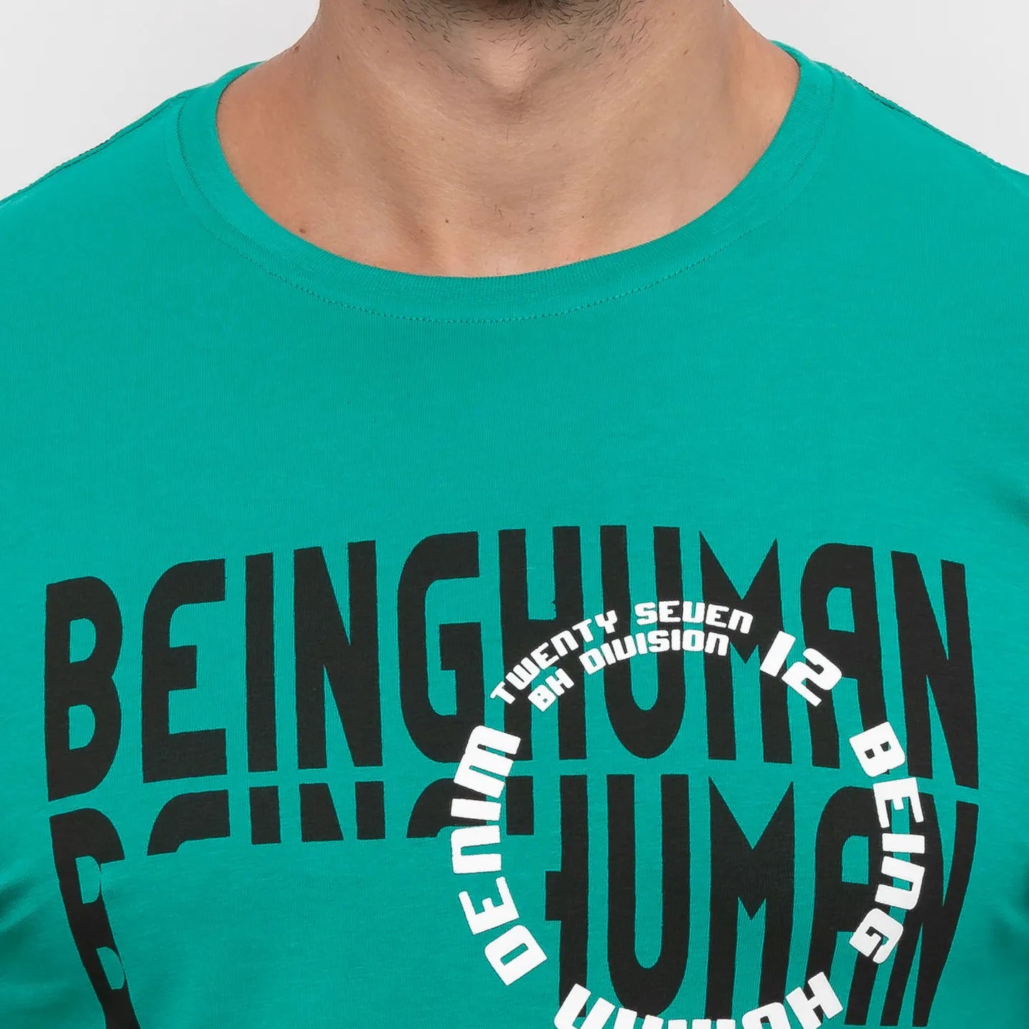 Deep Green Regular Fit Round Neck Mens' T-Shirt by Being Human Clothing