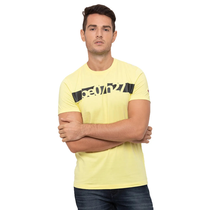 Yellow Regular Fit Men's Short Sleeves T-Shirt by Being Human Clothing