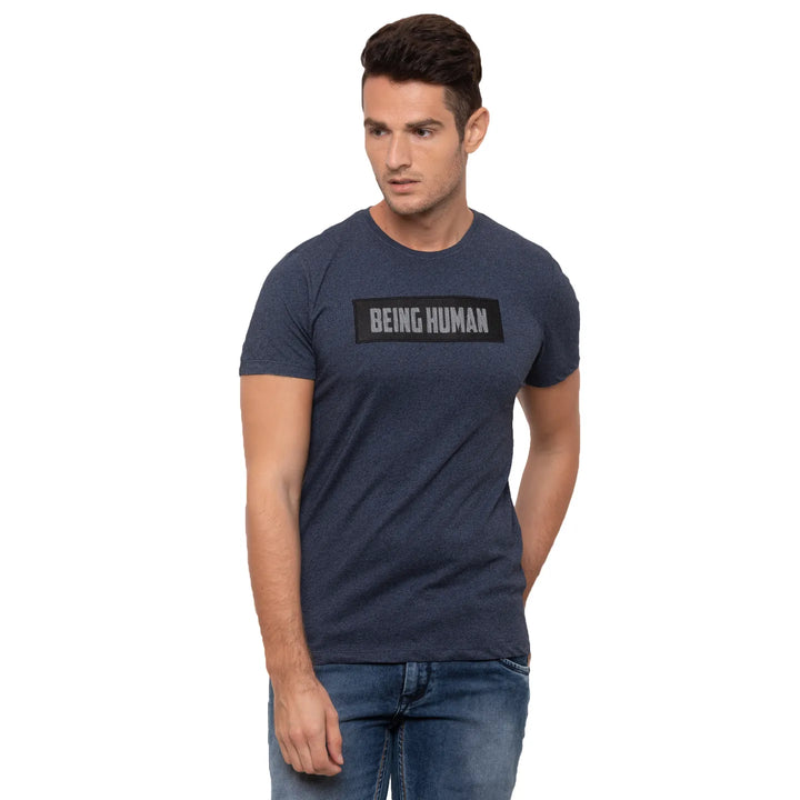 Blue Regular Fit Men's Short Sleeves T-Shirt by Being Human Clothing