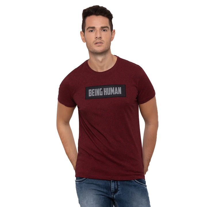 Red Regular Fit Men's Short Sleeves T-Shirt by Being Human Clothing