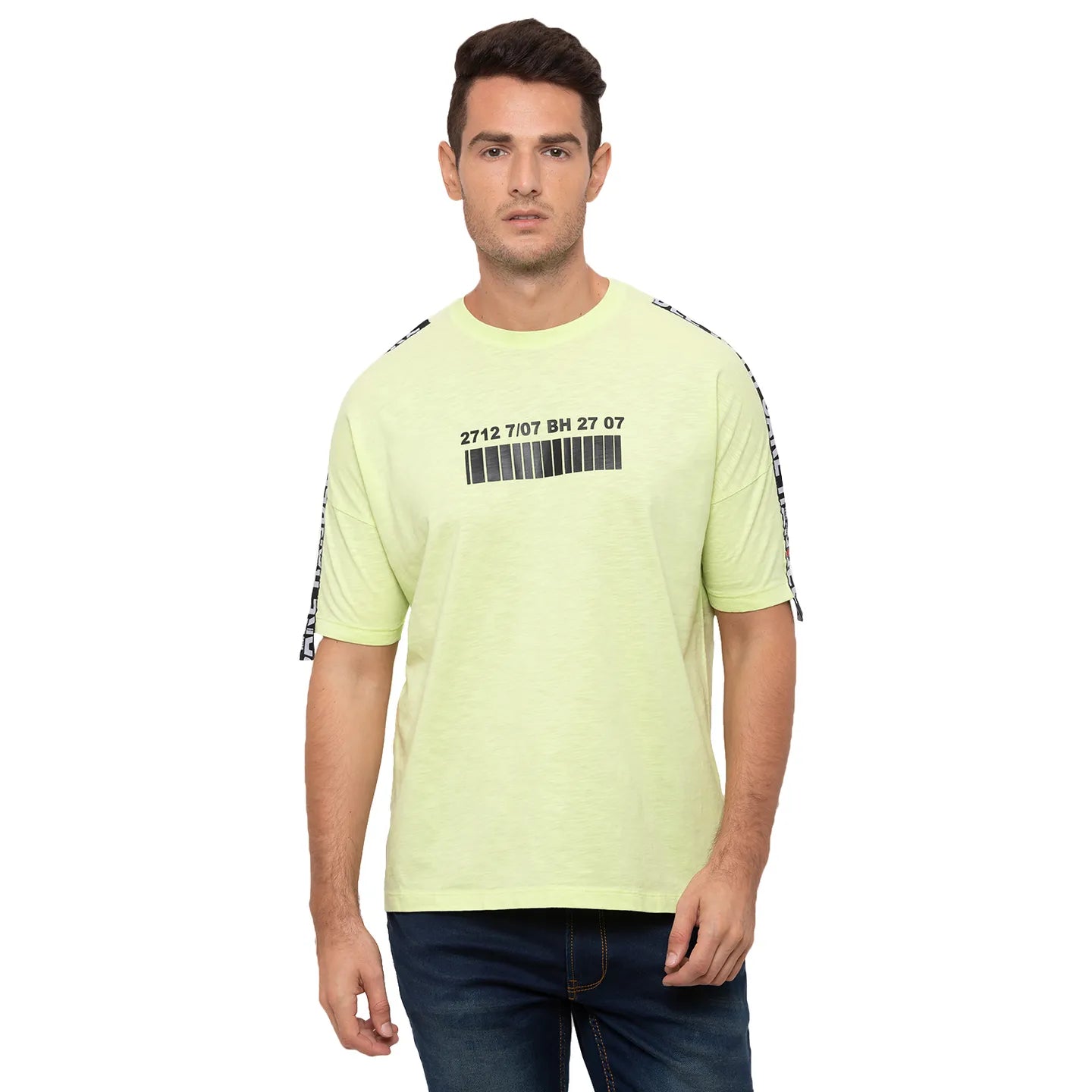 Neon Yellow Over Sized Fit Round Neck Men's T-Shirt by Being Human Clothing