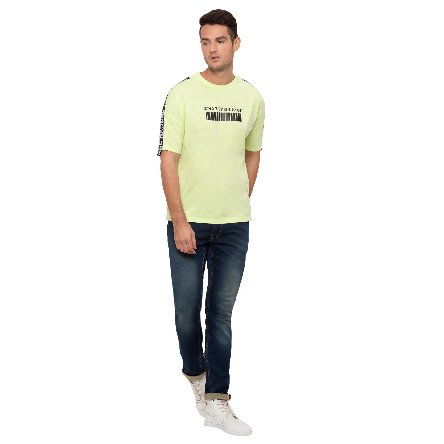 Neon Yellow Over Sized Fit Round Neck Men's T-Shirt by Being Human Clothing