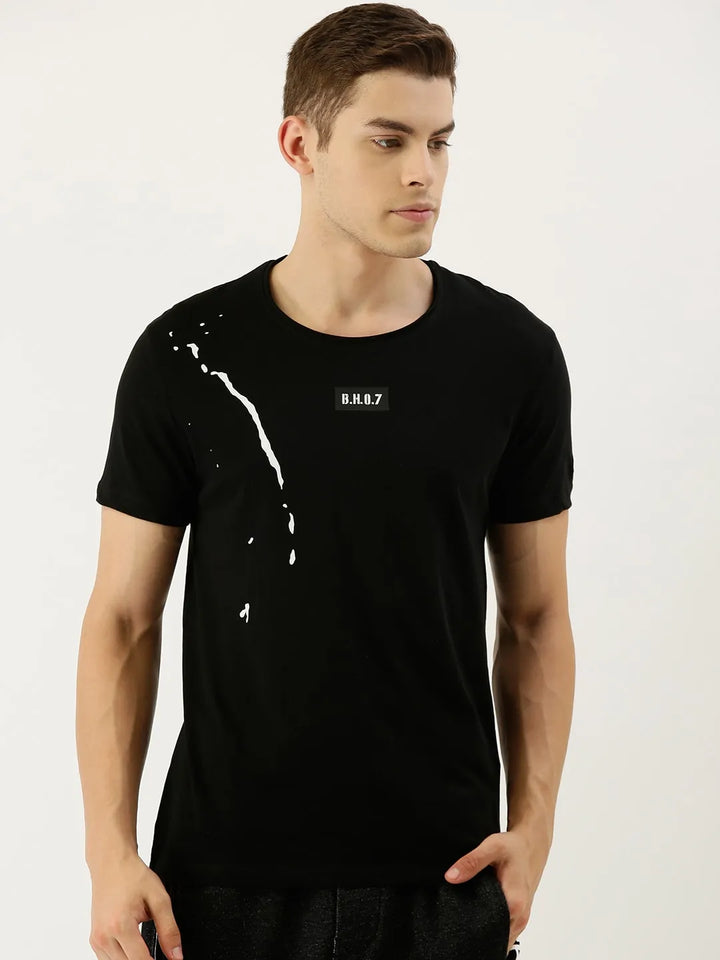 Black Regular Fit Men's Short Sleeves T-Shirt by Being Human Clothing