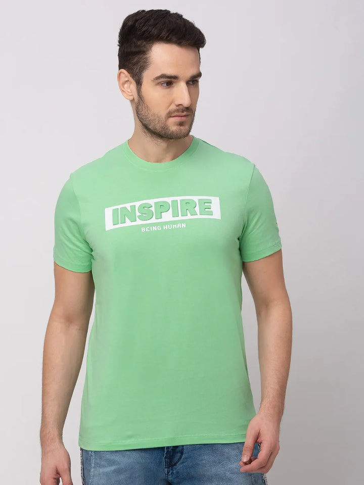 Green Regular Fit Men's Short Sleeves T-Shirt by Being Human Clothing