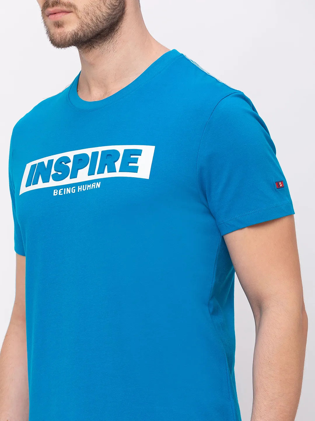 Sharp Blue Regular Fit Round Neck Men's T-Shirt by Being Human Clothing