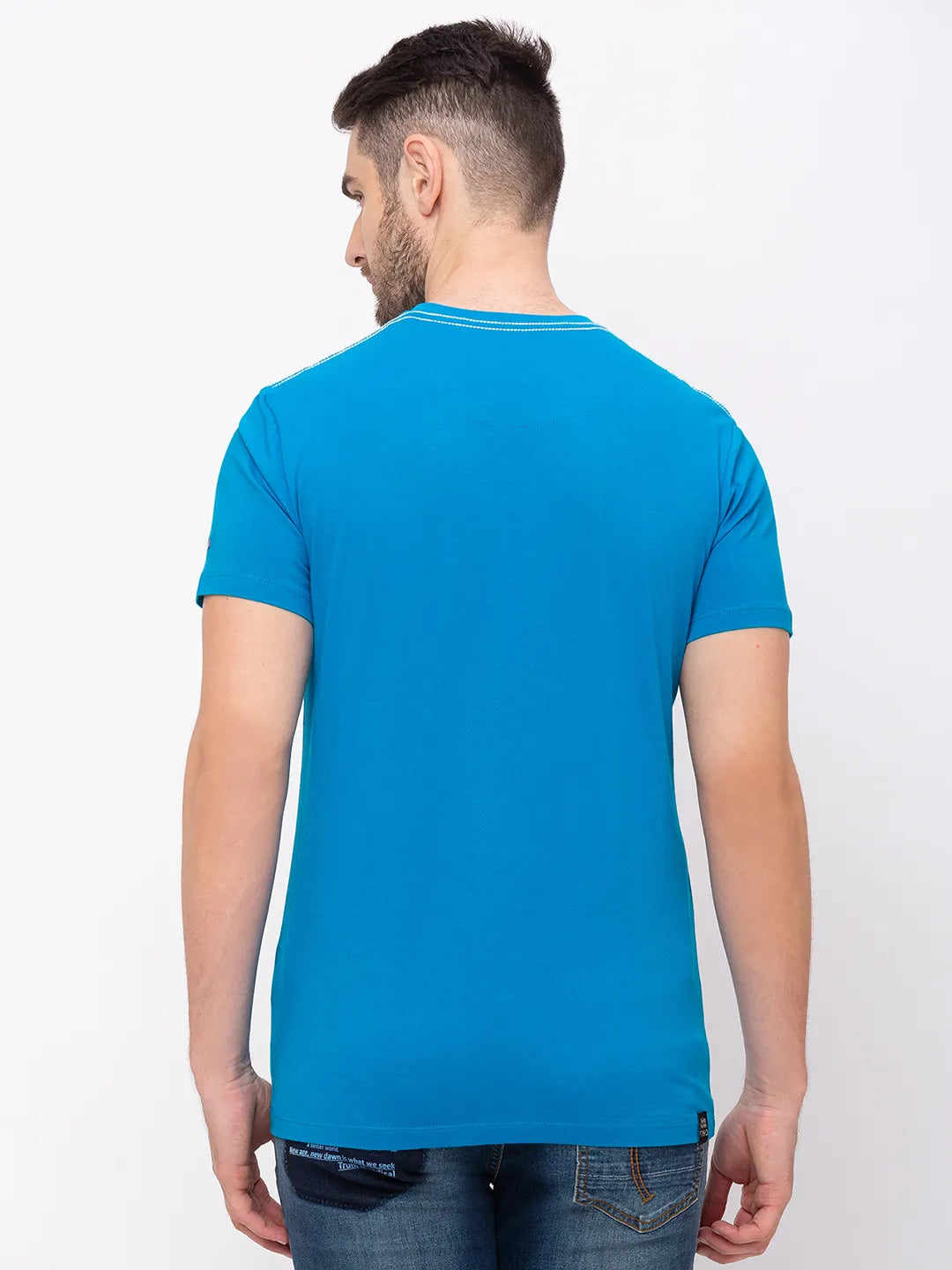 Sharp Blue Regular Fit Round Neck Men's T-Shirt by Being Human Clothing