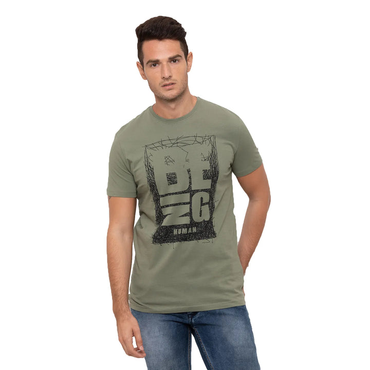 Dull Green Regular Fit Men's T-Shirt by Being Human Clothing