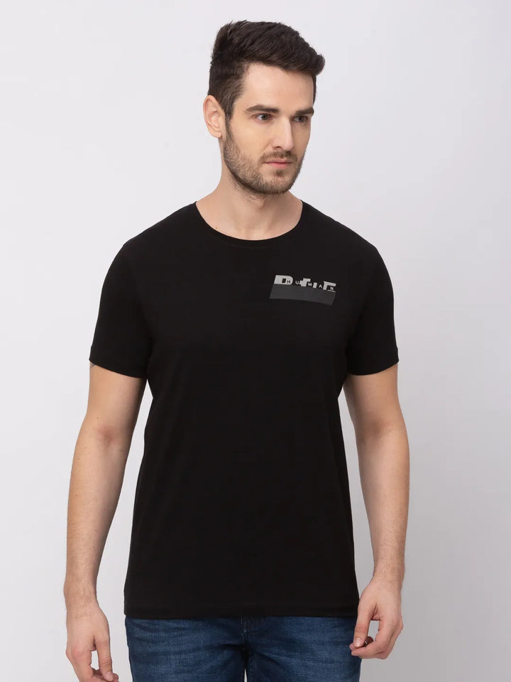 Black Regular Fit Men's Short Sleeves T-Shirt by Being Human Clothing