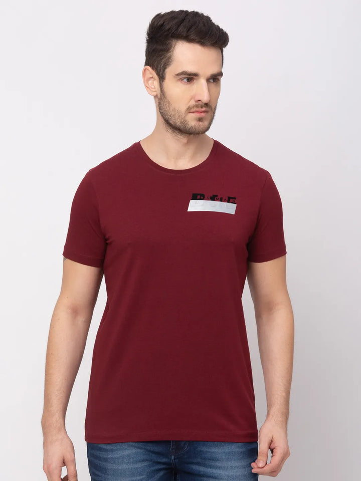 Red Regular Fit Men's Short Sleeves T-Shirt by Being Human Clothing