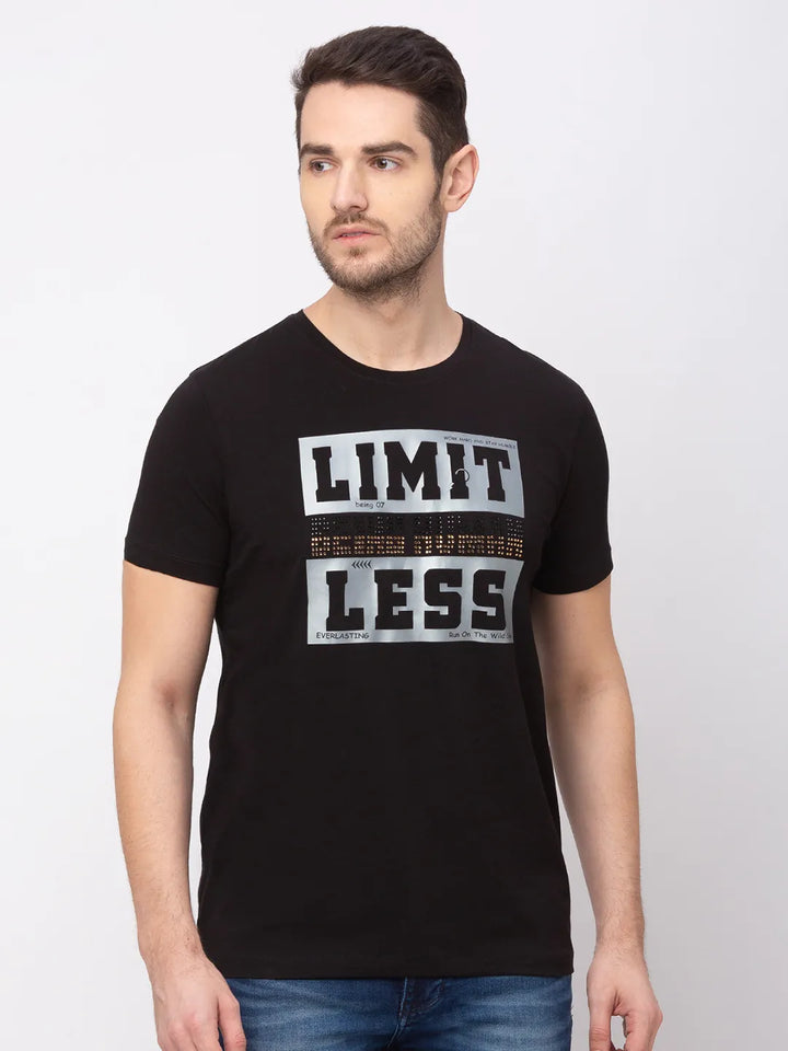 Black Regular Fit Men's Short Sleeves T-Shirt by Being Human Clothing